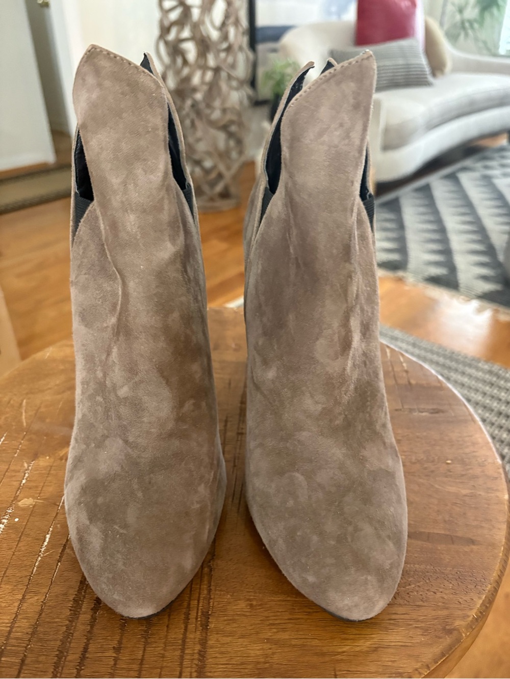 Nine West Taupe Suede Ankle Booties